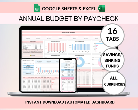 Annual Budget by Paycheck Spreadsheet Excel Google Sheets Budget Template